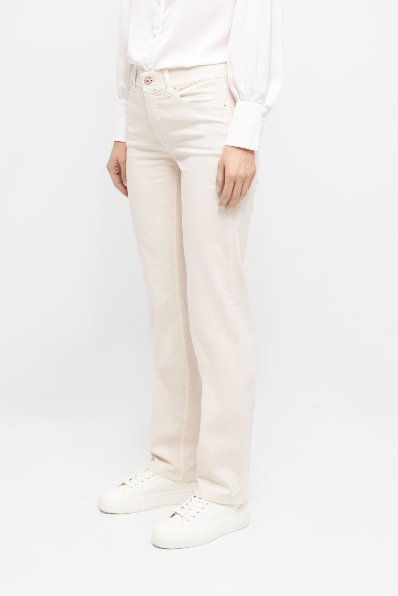 Pantalon Chino Raffaello Rossi – Couleur Jaune Crème – Taille 44 – Occasion En Bon état – Style Décontracté Pour Femme